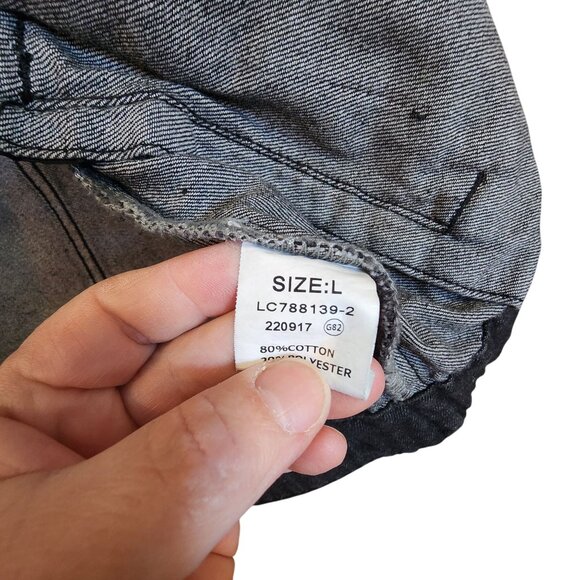 Black Denim Jacket Button-Up Casual Fit Large womens - Picture 4 of 4